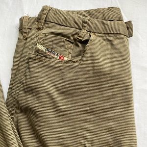 Diesel Industry Brown Houndstooth Trousers Pants 100% Cotton (Size 32)